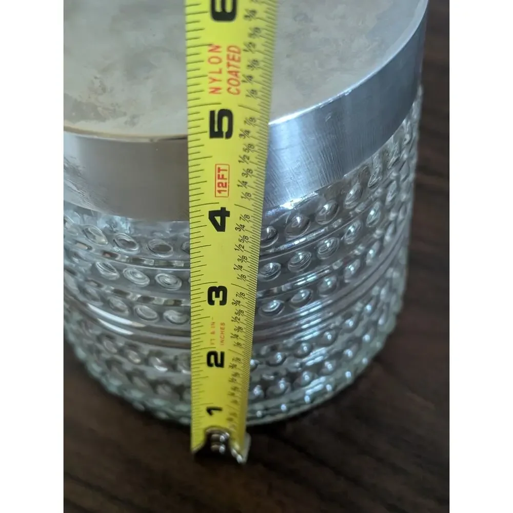 Vintage Round Glass Jar with Raised Geometric Design